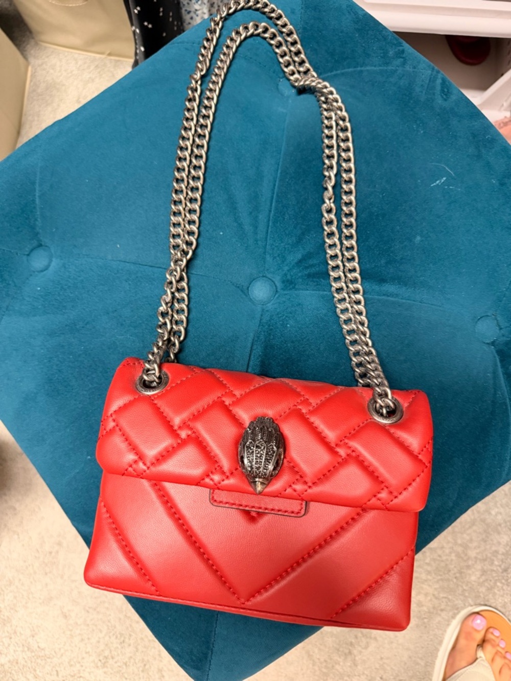 NWT Kurt Geiger London - Red Quilted Leather Chain-Handle Shoulder Bag